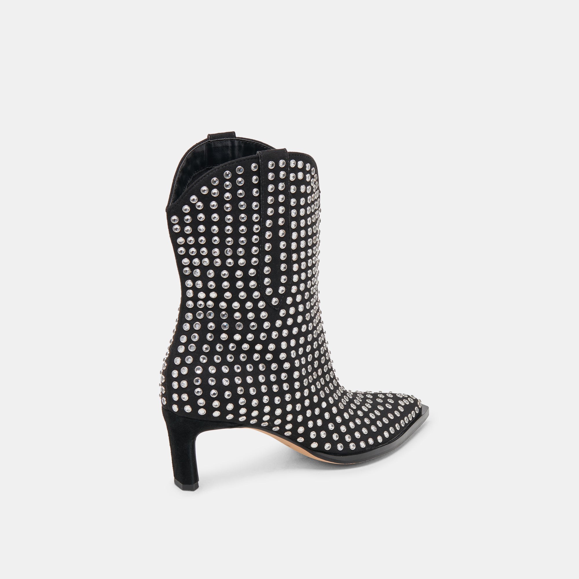 ANZEL Women's Crystal Stud Booties - Black Rhinestone Ankle Boots for Party, Wedding & Evening Outfits