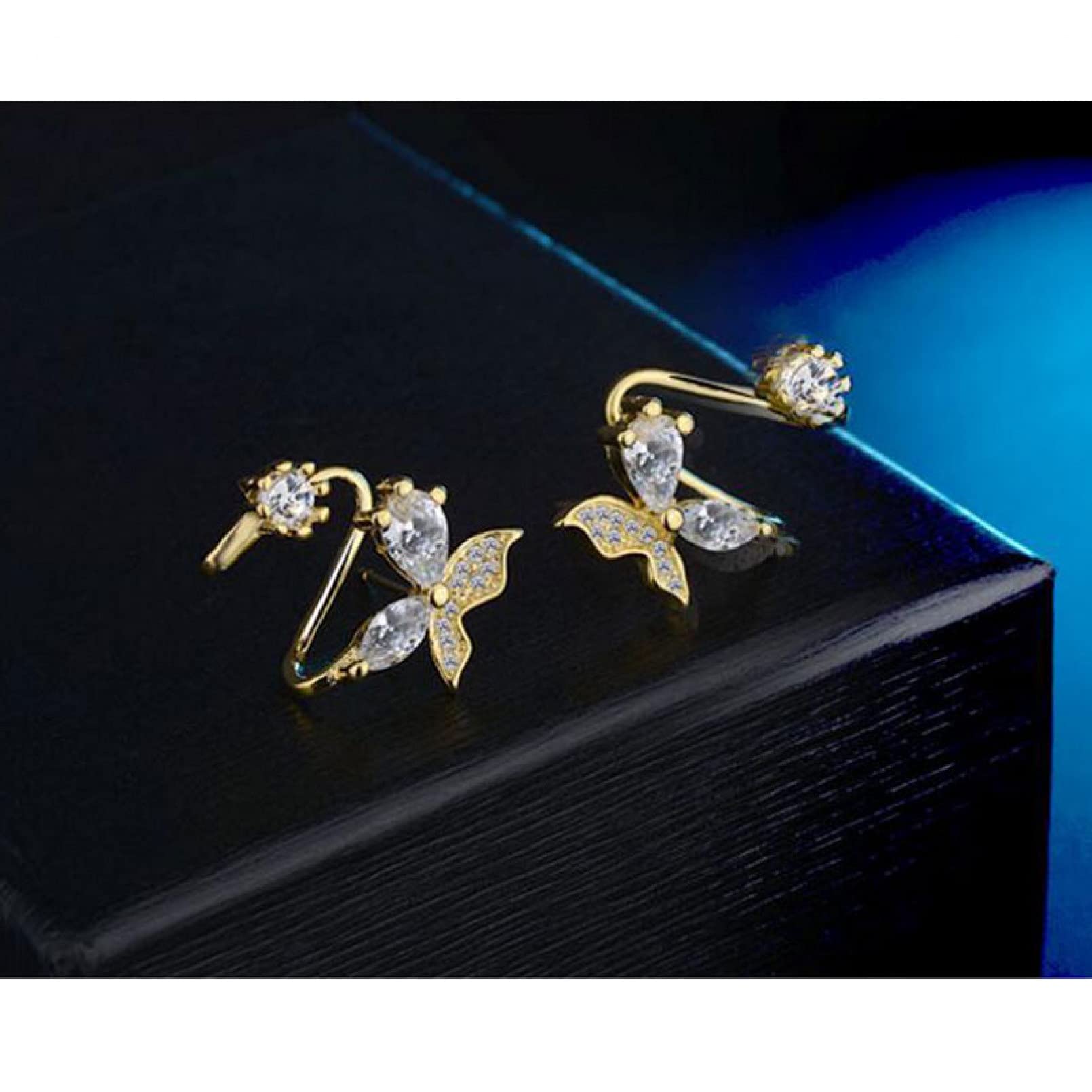 925 Sterling Silver Butterfly Stud Earrings for Women - Shiny CZ Zircon Elegant Jewelry | Perfect Gift for Girlfriend, Wife, Sister, Daughter & Mother | Birthday, Anniversary, Valentine's Day Present | Everyday Wear & Special Occasion Accessory