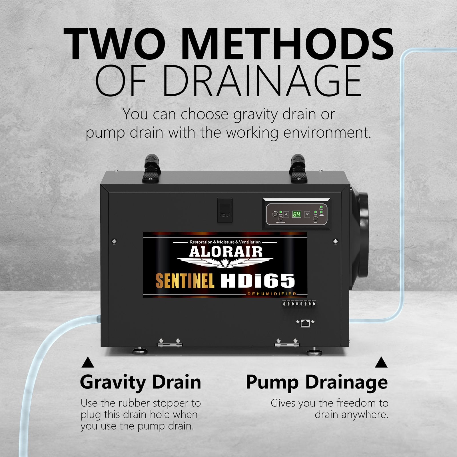AlorAir Sentinel HDi65 Commercial Dehumidifier 120 PPD with Built-in Pump & Auto Defrost - Ideal for Basements, Crawlspaces & Large Spaces - Perfect for Water Damage Restoration, Mold Prevention & Humidity Control
