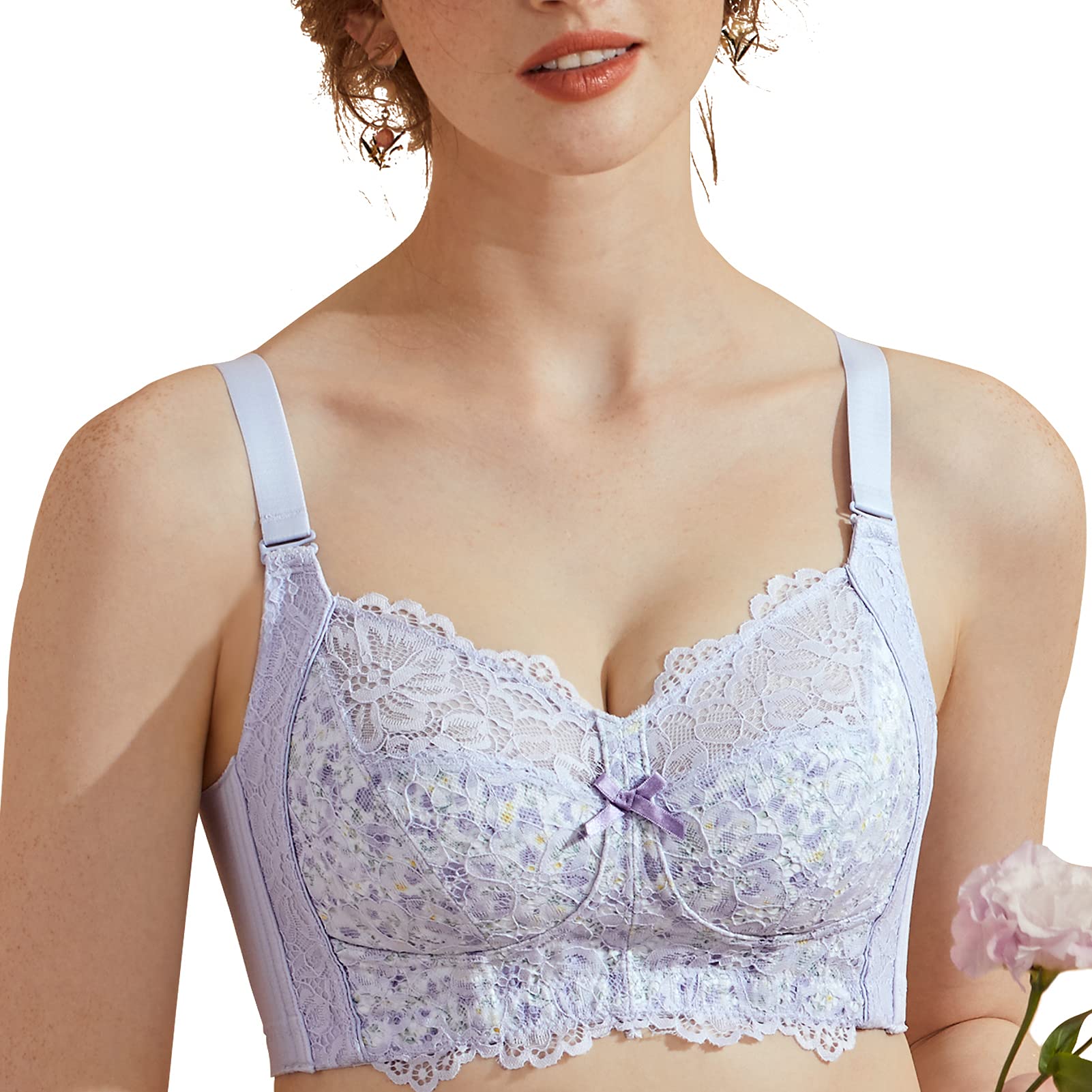 AILIVIN Women's Full Coverage Wireless Bras - Unpadded Minimizer Unlined Lace Bra for Everyday Comfort | Perfect for Work, Yoga & Relaxation