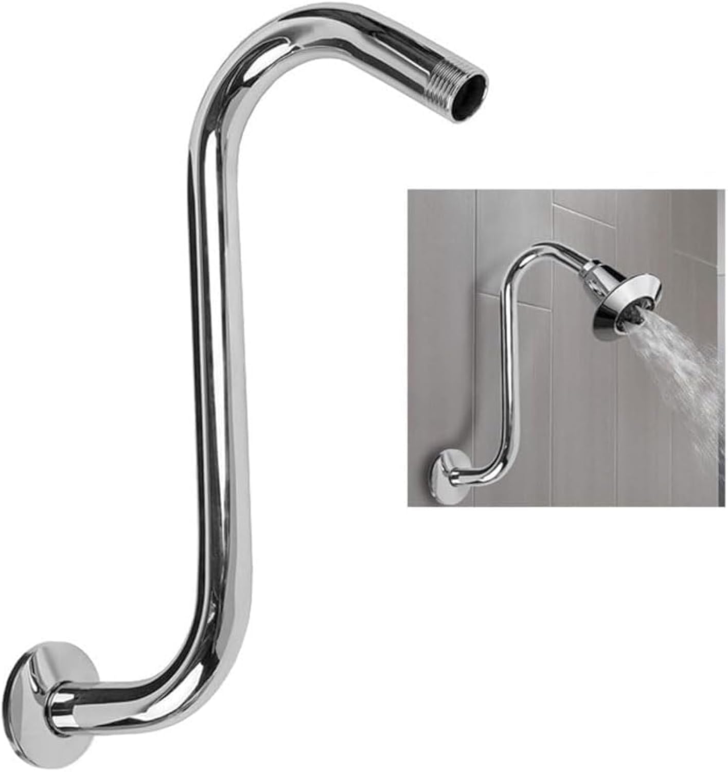 S-Shaped High Rise Shower Arm Extension Pipe - 1/2