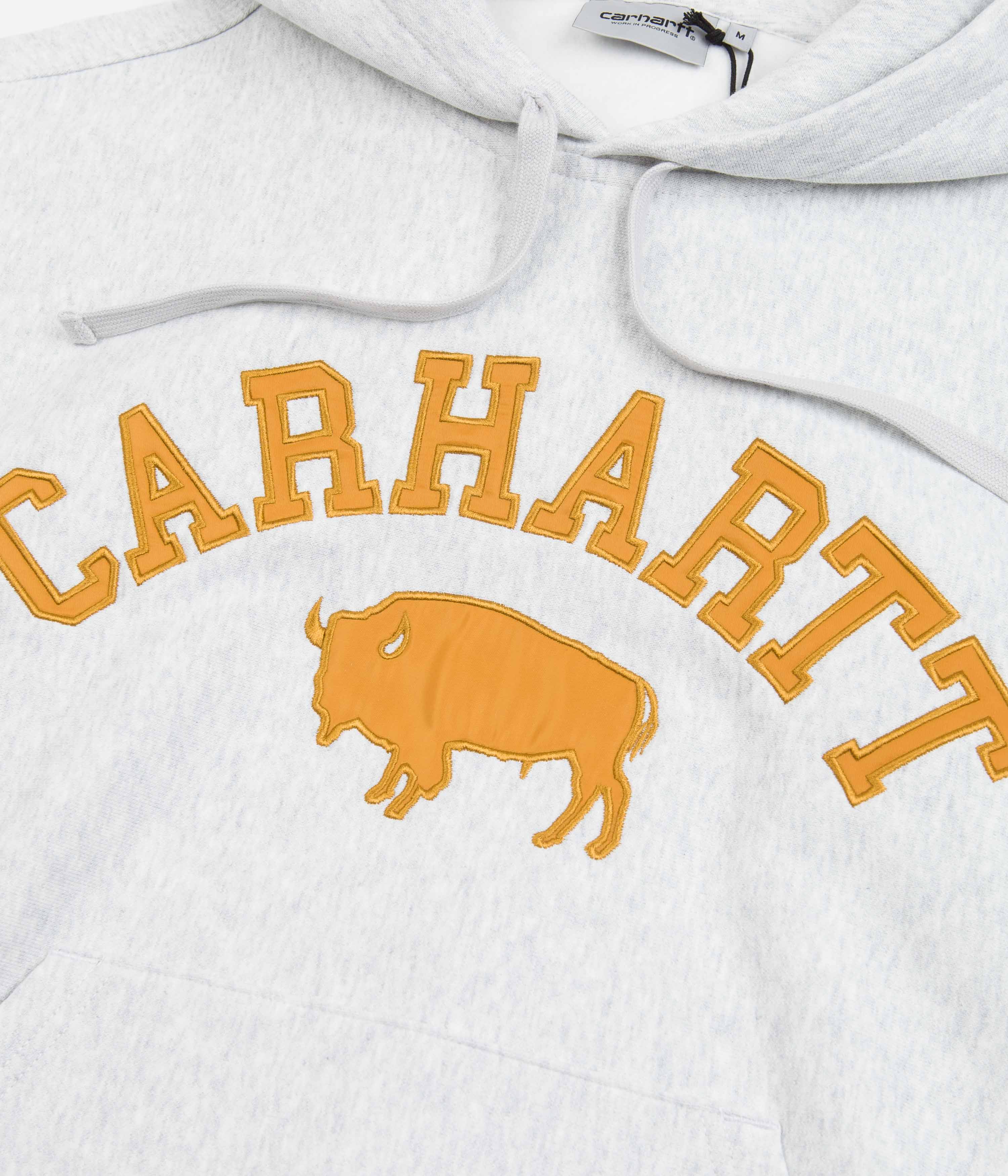 Carhartt Locker Hoodie - Ash Heather/Brown - Men's Heavyweight Pullover Sweatshirt for Work & Outdoor Activities