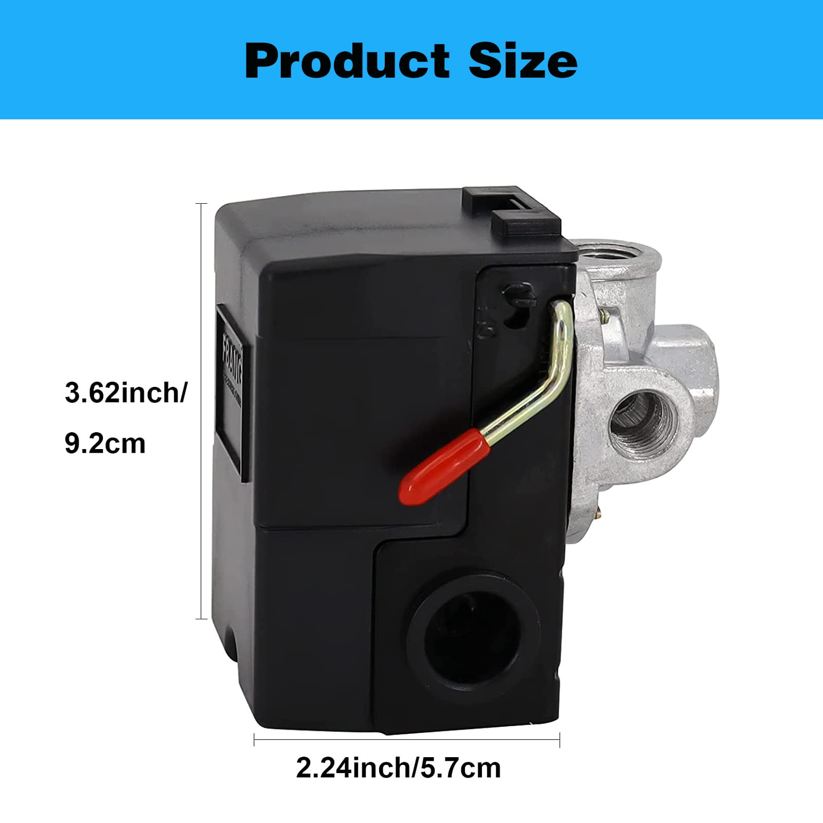 Heavy Duty Air Compressor Pressure Switch 135-175 PSI, 4 Port 26 Amp - Perfect for Industrial, Garage & Workshop Air Tools