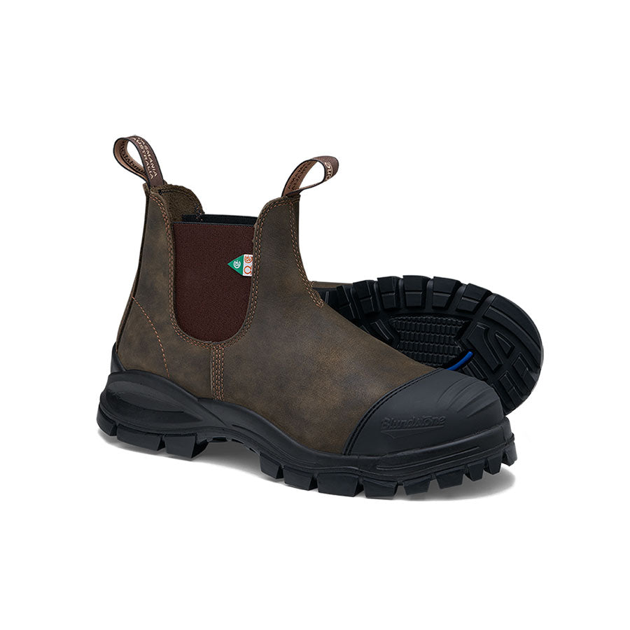 Blundstone 962 Work & Safety XFR Waxy Rustic Brown Steel Toe Boots - Durable & Comfortable for Construction, Outdoor Work & Hiking