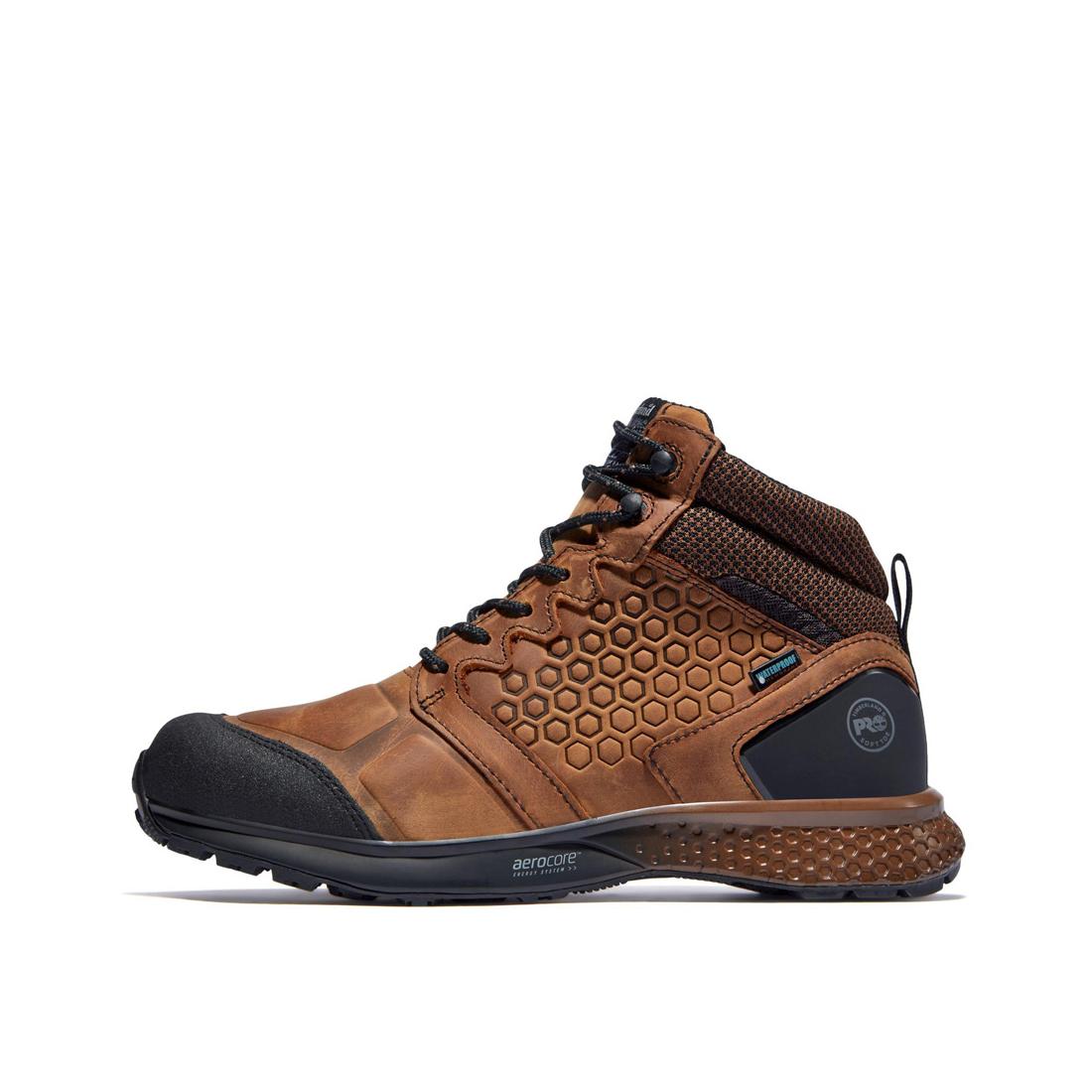 Reaxion Soft Toe Waterproof Work Boots for Men - Lightweight Brown Safety Shoes for Construction, Hiking & Outdoor Activities