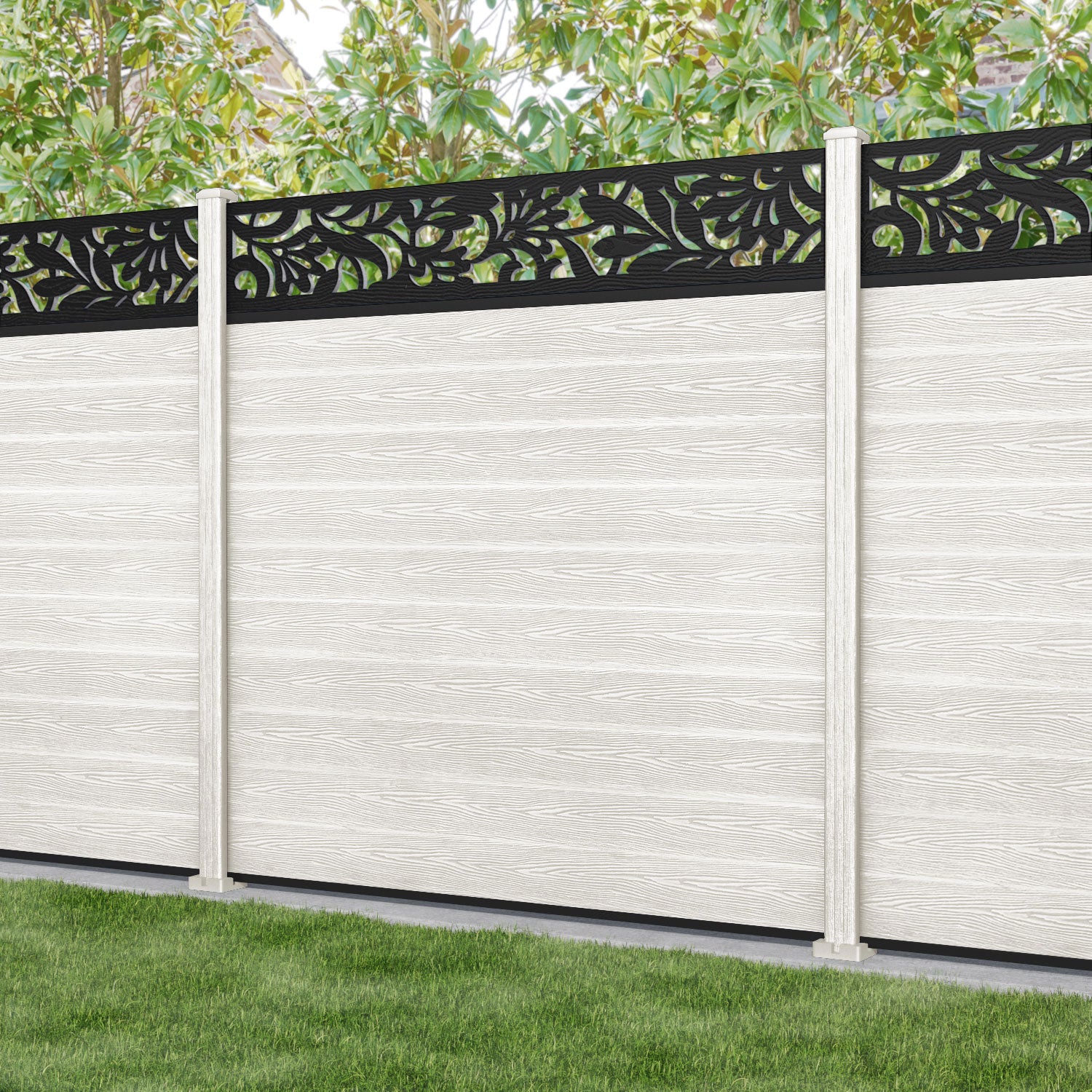 Classic Heritage Fence Panel - Light Stone Composite Fencing with Durable Posts | Outdoor Privacy Fence for Backyard, Garden & Pool Areas
