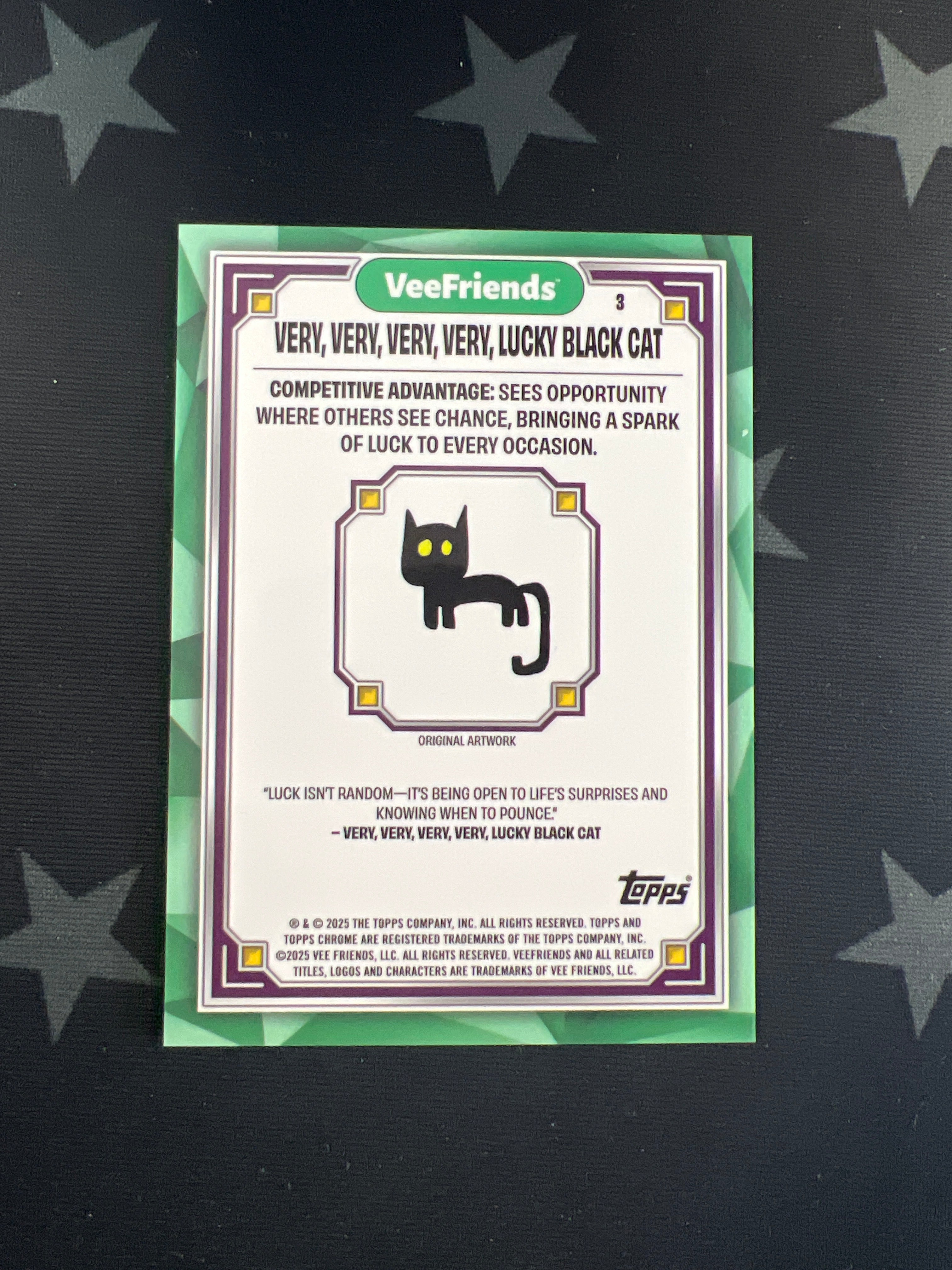 2025 Topps Chrome VeeFriends Very Lucky Black Cat #3 Trading Card with Blue Eyes - Rare Collectible for Trading Card Games, Sports Memorabilia & Pop Culture Fans