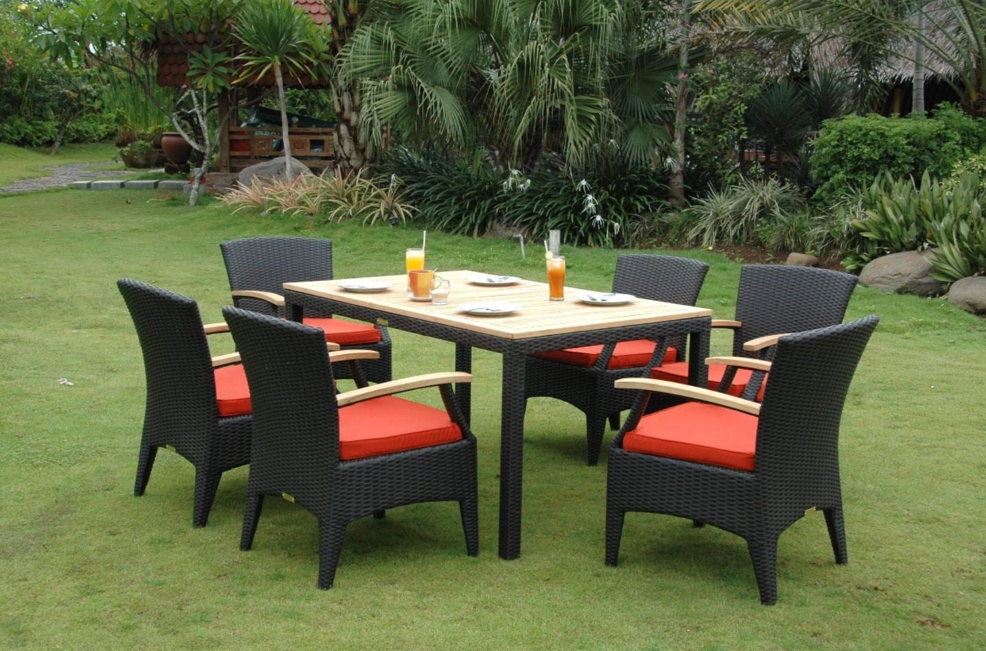 Anderson Teak Bellagio 7-Piece Outdoor Dining Set with Chairs - Weather-Resistant SR 016TB - Perfect for Patio, Garden, and Backyard Entertaining