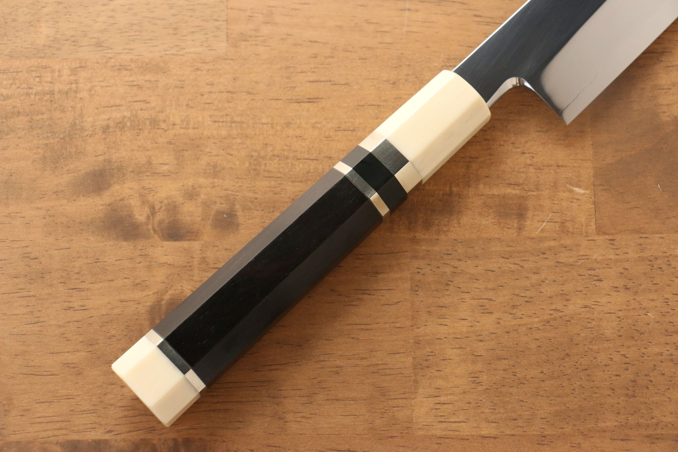 Premium Jikko Silver Steel No.3 Sakimaru Yanagiba 330mm Japanese Sushi Knife - Ebony Wood Handle with Decorative Ring - Perfect for Sushi Chefs & Professional Kitchen Use
