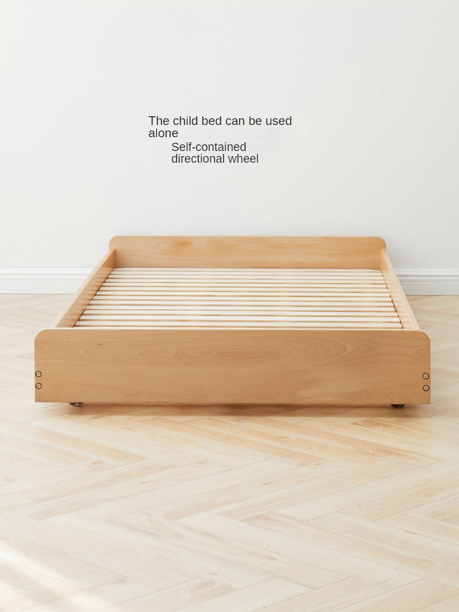Solid Beech Wood Space-Saving Bunk Bed with Guardrails - Sturdy Twin Over Twin Loft Bed for Kids & Teens - Perfect for Small Bedrooms, Guest Rooms & Dormitories