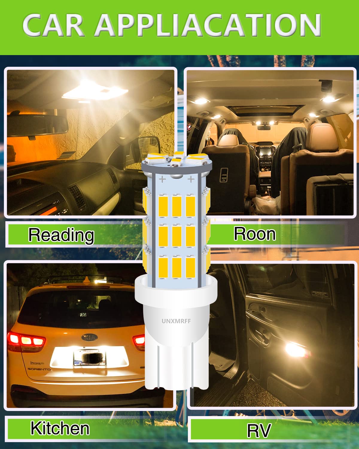 UNXMRFF - T10 921 LED Bulb Warm White 12V RV Light Bulbs (Pack of 20) - Perfect for Camper, Travel Trailer Interior Ceiling Lights, Car Map Lights, Dome Lights & Door Lights