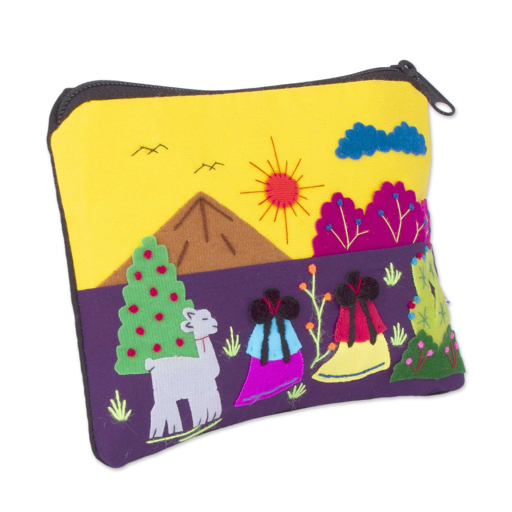 Handmade Peruvian Cotton Blend Coin Purse - Artisan Embroidered Multicolor Clutch Wallet (Andean Sunrise Design) | Perfect for Travel, Festivals & Gift Giving
