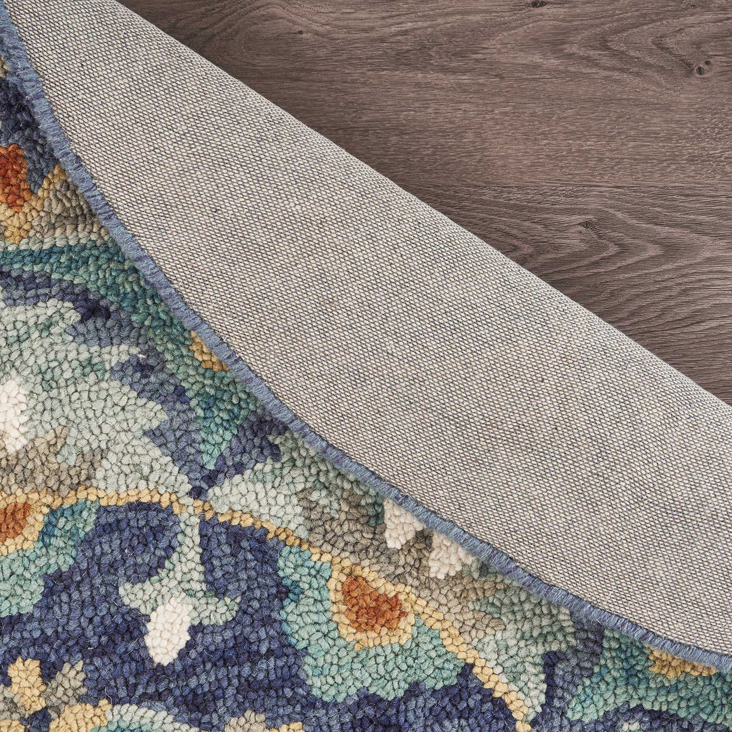 LR Home 6ft Round Indoor Wool Area Rug - Hand Woven Modern Farmhouse Boho Style in Teal/Blue | Perfect for Living Room, Bedroom, Playroom, Entryway & Office Decor | Soft & Durable Home Accent Rug for Cozy Spaces