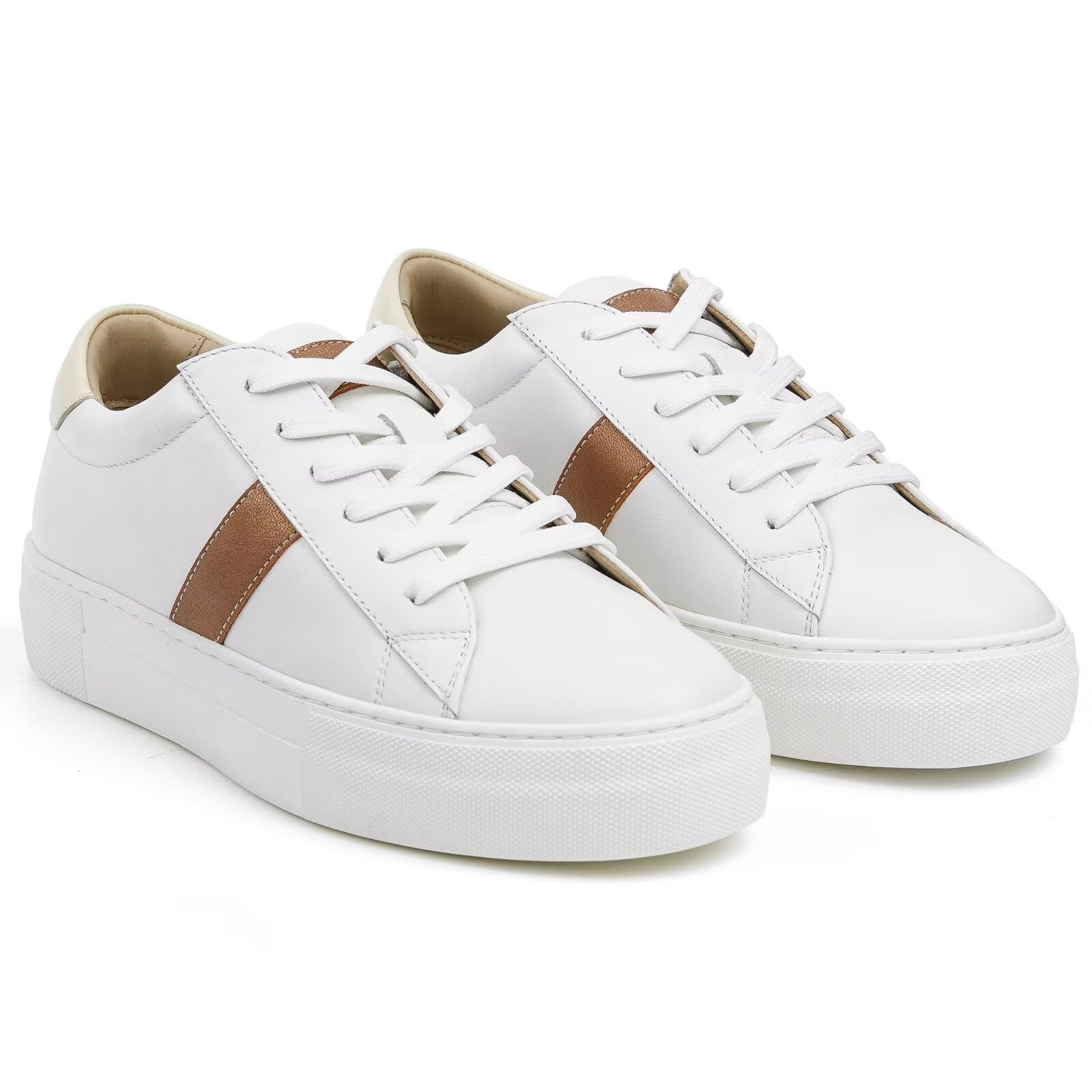 Women's Fashion Leather Platform Sneakers - Comfortable Casual Walking Shoes for Everyday Wear | Perfect for Work, Travel & Outfits