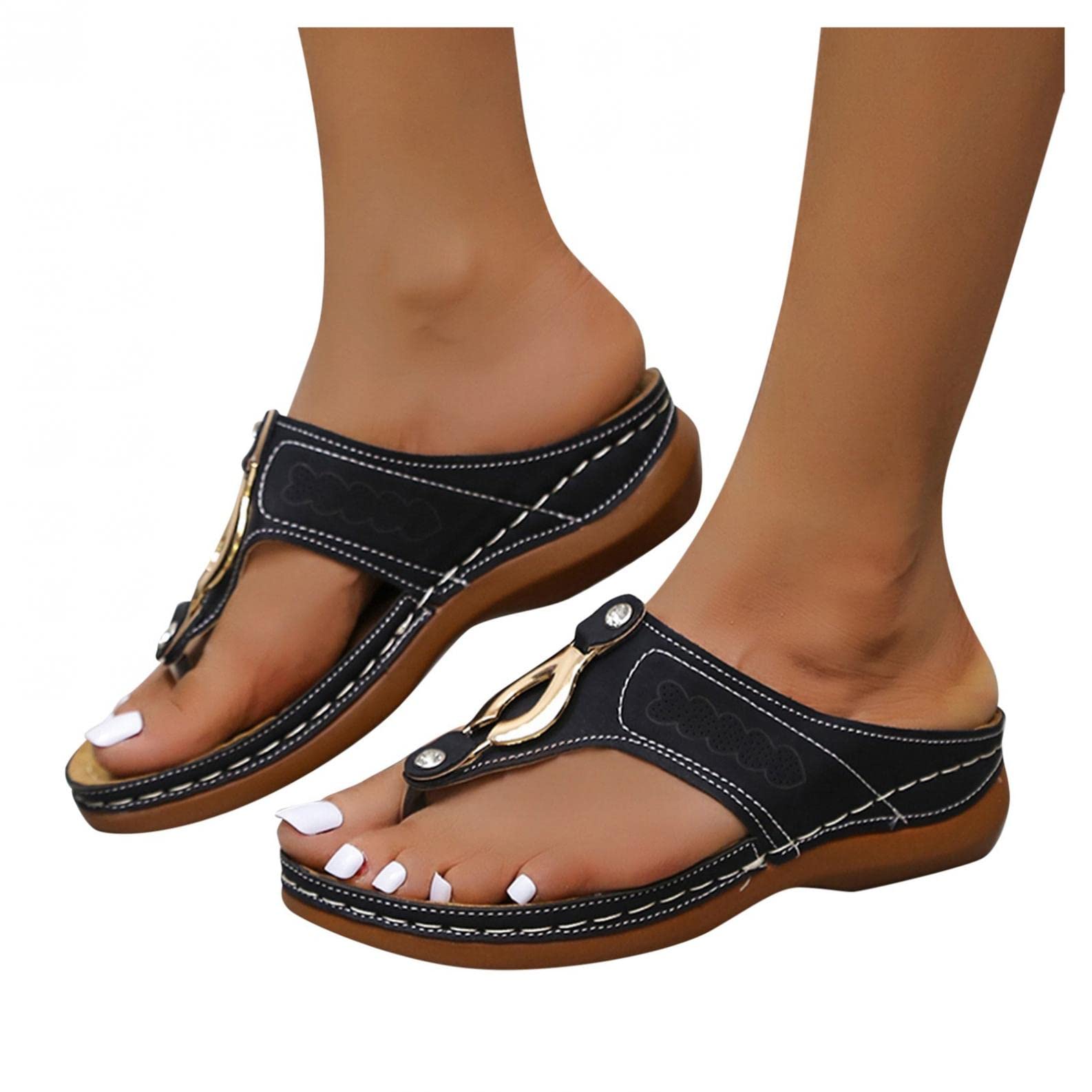 Women's Orthopedic Sandals with Arch Support - Comfortable Casual Walking Flip Flops for Plantar Fasciitis & Flat Feet - Perfect for Beach, Travel & Everyday Wear