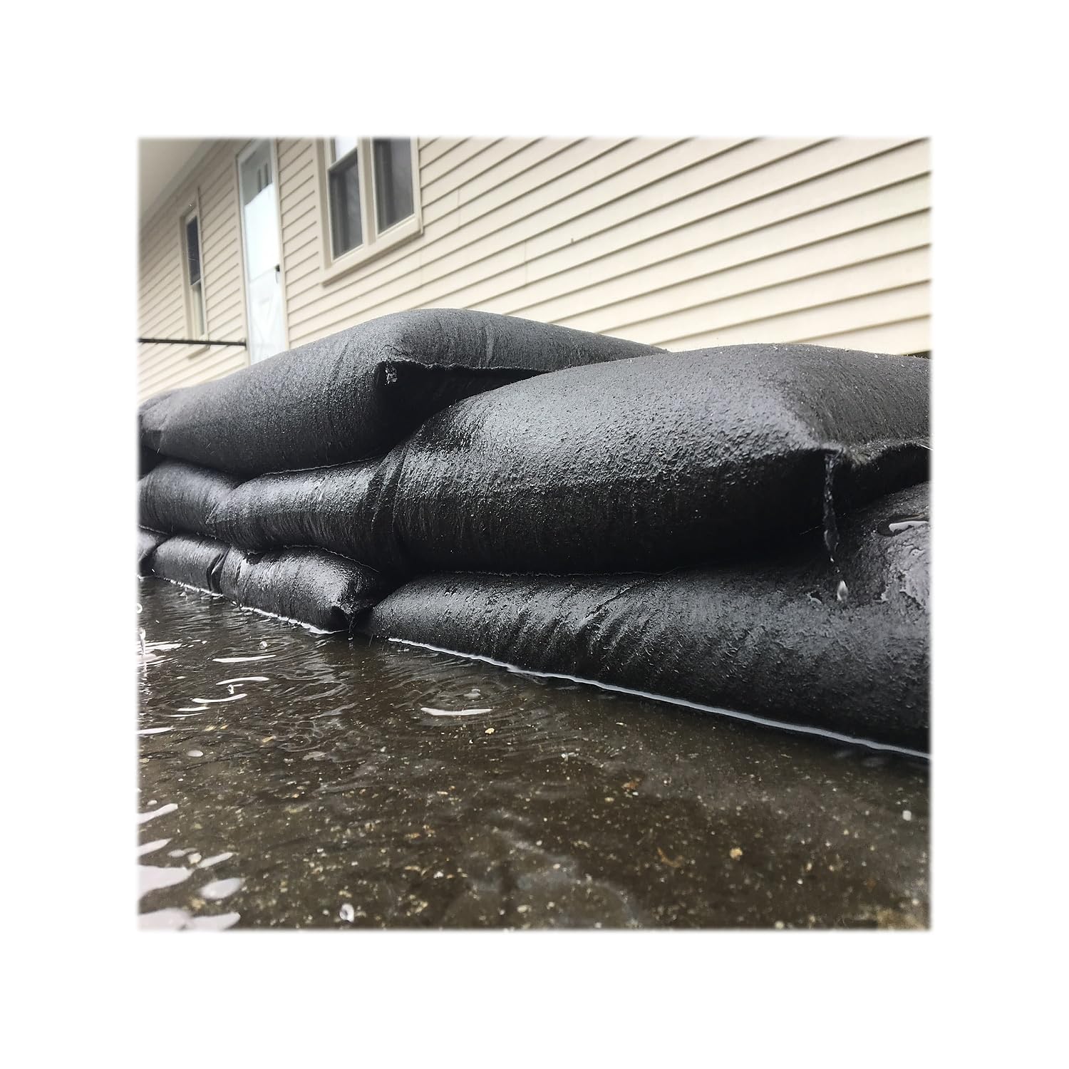 Quick Dam QD1248-25 Water-Activated Flood Barrier Bags - Jumbo Size (25-Pack, Black) - Emergency Flood Protection for Homes, Basements & Garages