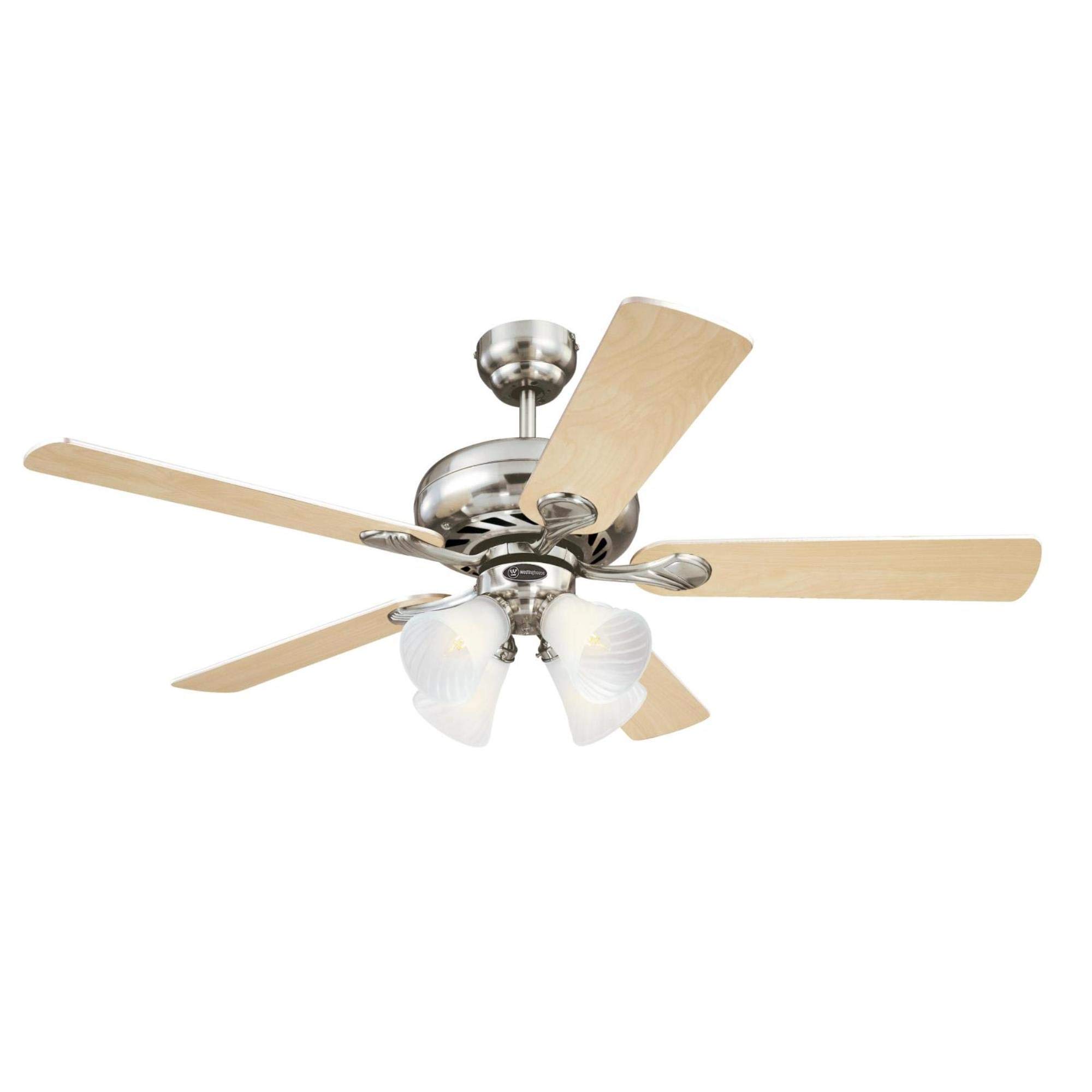 Westinghouse 7235900 52 Inch Brushed Nickel Indoor Ceiling Fan with LED Light - Quiet Energy Efficient Cooling for Living Room, Bedroom & Office