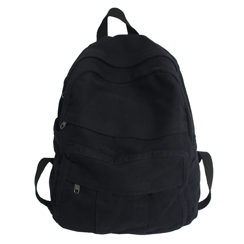 Juoxeepy Vintage Canvas Backpack for Women - Lightweight Grunge Aesthetic Daypack with Solid Colors, Perfect for Travel, School & Everyday Use