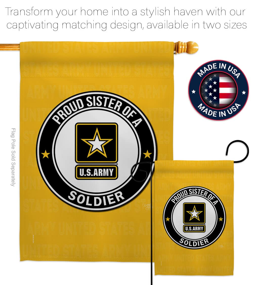 Proud Sister Soldier Garden Flag Set - USA Made Military Yard Decor for Veterans