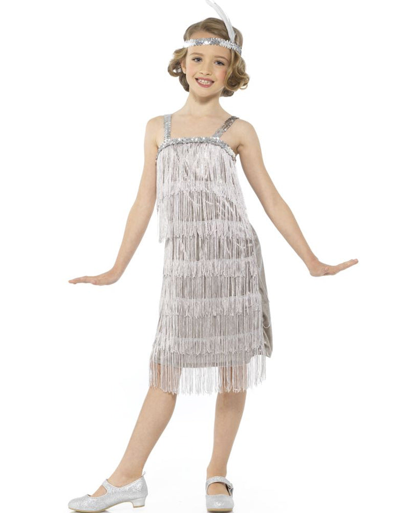 1920s Vintage Silver Flapper Dress Costume for Women - Roaring 20s Gatsby Party Outfit, Halloween Costume, Burlesque Show, Themed Events & Cosplay