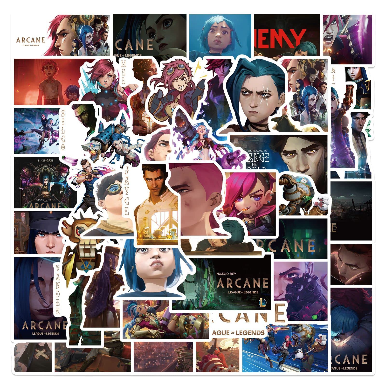 50Pcs Cartoon Arcane: League of Legends LOL Vinyl Waterproof Stickers - Decorate Water Bottles, Laptops, Cars & More | Perfect for Fans, DIY Crafts & Personalization