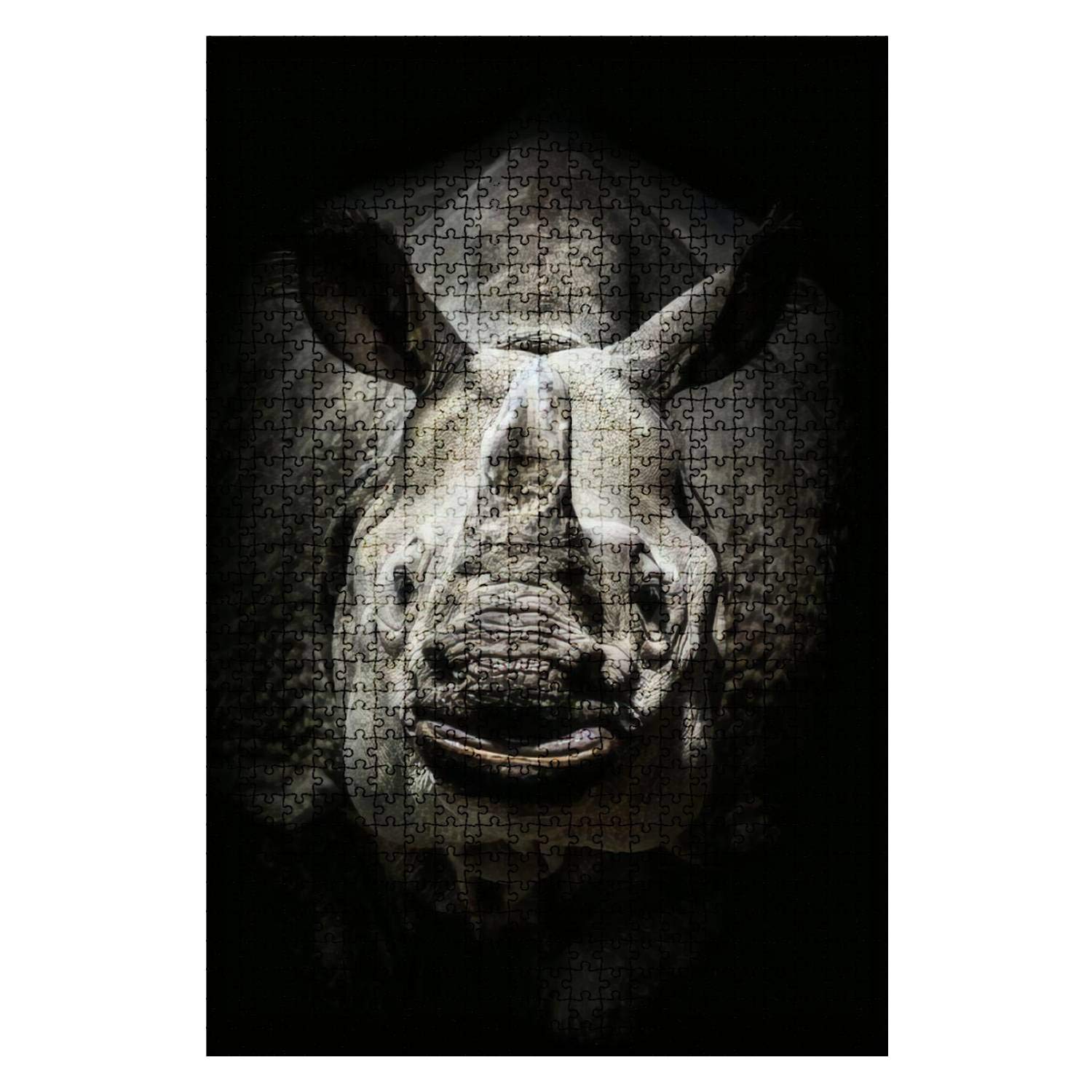 1000-Piece Wooden Jigsaw Puzzle - Rhinoceros Portrait Animal Art | Challenging Adult Puzzle Game | Large DIY Educational Toy for Kids & Adults | Perfect Gift & Home Decor | Relaxing Family Activity & Stress Relief
