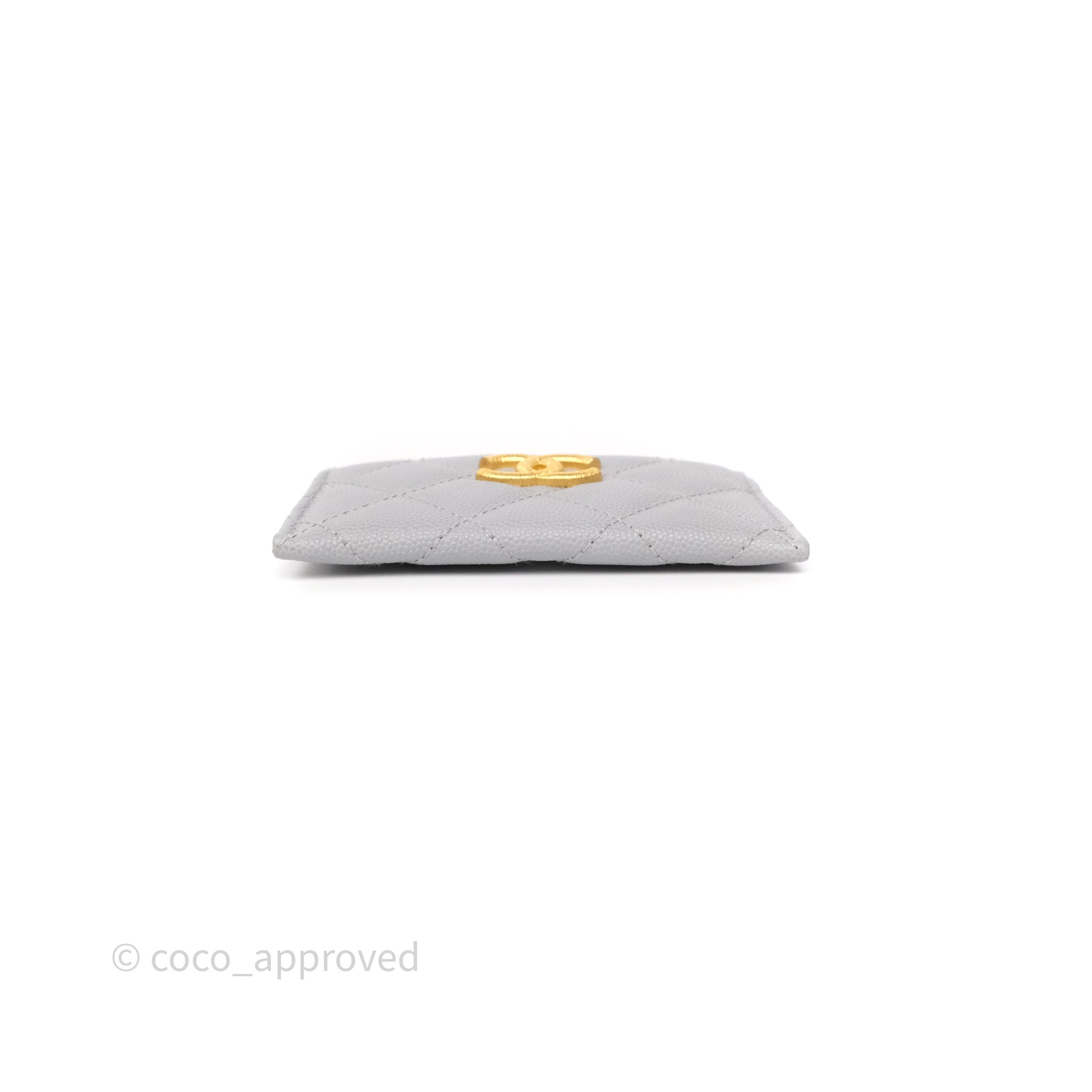 Chanel Classic Card Holder in Grey Caviar Leather with Gold Hardware - Perfect for Everyday Use & Luxury Gift Giving