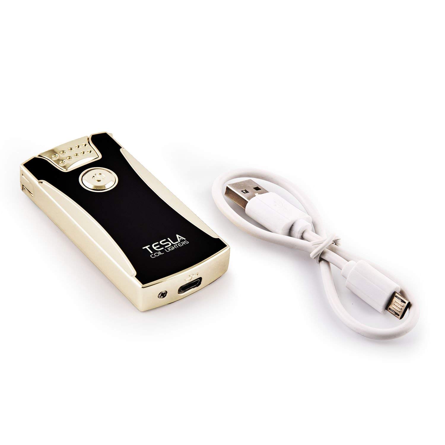 Tesla Coil Lighters™ USB Rechargeable Windproof Dual Arc Plasma Lighter - Gold - Perfect for Camping, Outdoor Adventures & Gift Giving