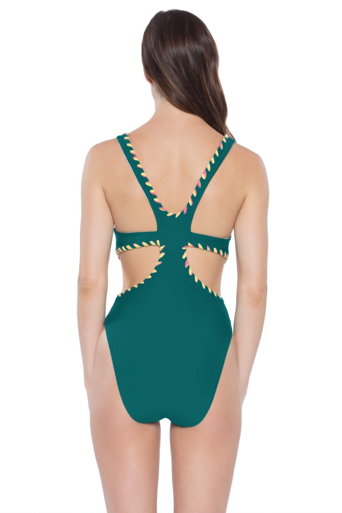 Becca by Rebecca Virtue Women's Reversible One Piece Swimsuit - Over The Shoulder Bathing Suit for Women, Flattering Swimwear for Beach & Pool | Fern Green