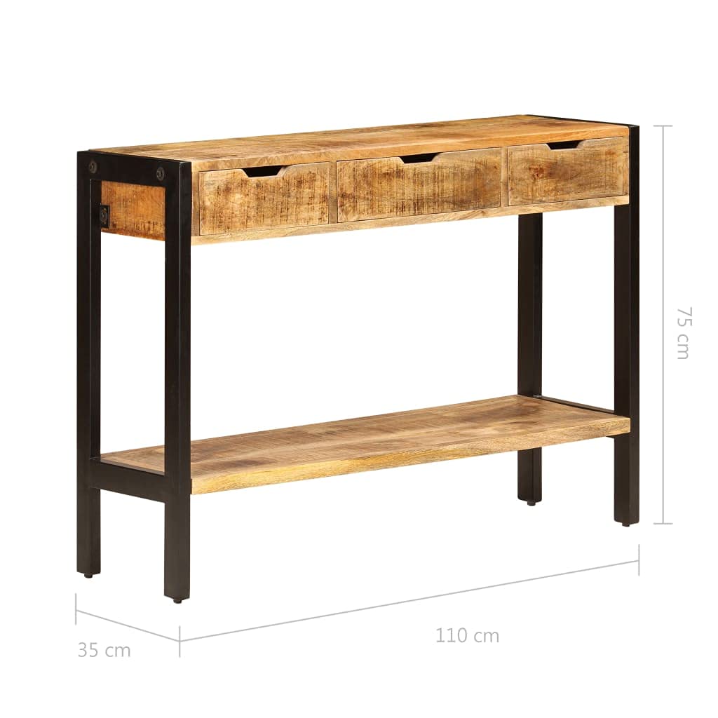 Buffet Sideboard Cabinet - 43.3 Inch Solid Mango Wood TV Stand with 3 Drawers for Living Room, Kitchen & Dining Room | Multi-Functional Storage Console for Home Entertainment Center | Perfect for Small Spaces & Apartment Decor