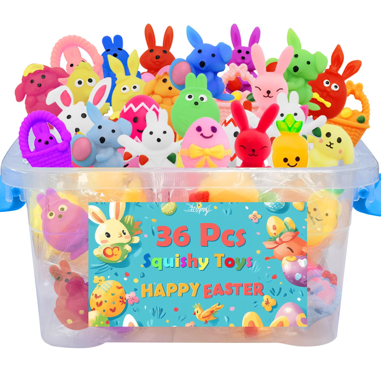 36 Pcs Easter Mochi Squishy Toys - Mini Cute Stress Relief Squeeze Toys for Kids, Easter Basket Stuffers & Party Favors - Perfect for Easter Egg Hunts, Classroom Rewards, and Anxiety Relief Gifts
