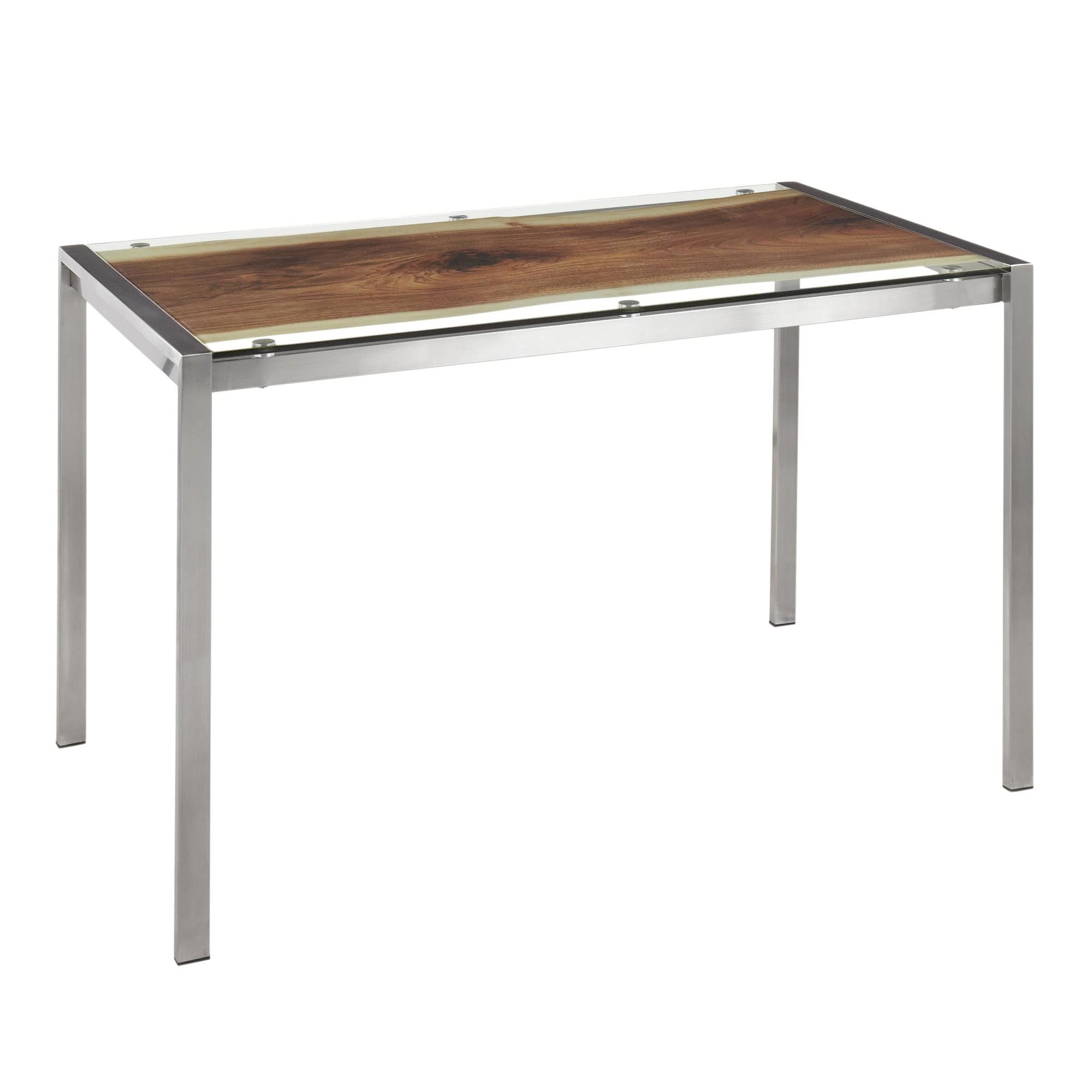 LumiSource Live Edge Dining Table - 6-Person Rectangle Kitchen Table with Natural Wood Finish | Perfect for Small Spaces, Breakfast Nooks & Cozy Dining Areas