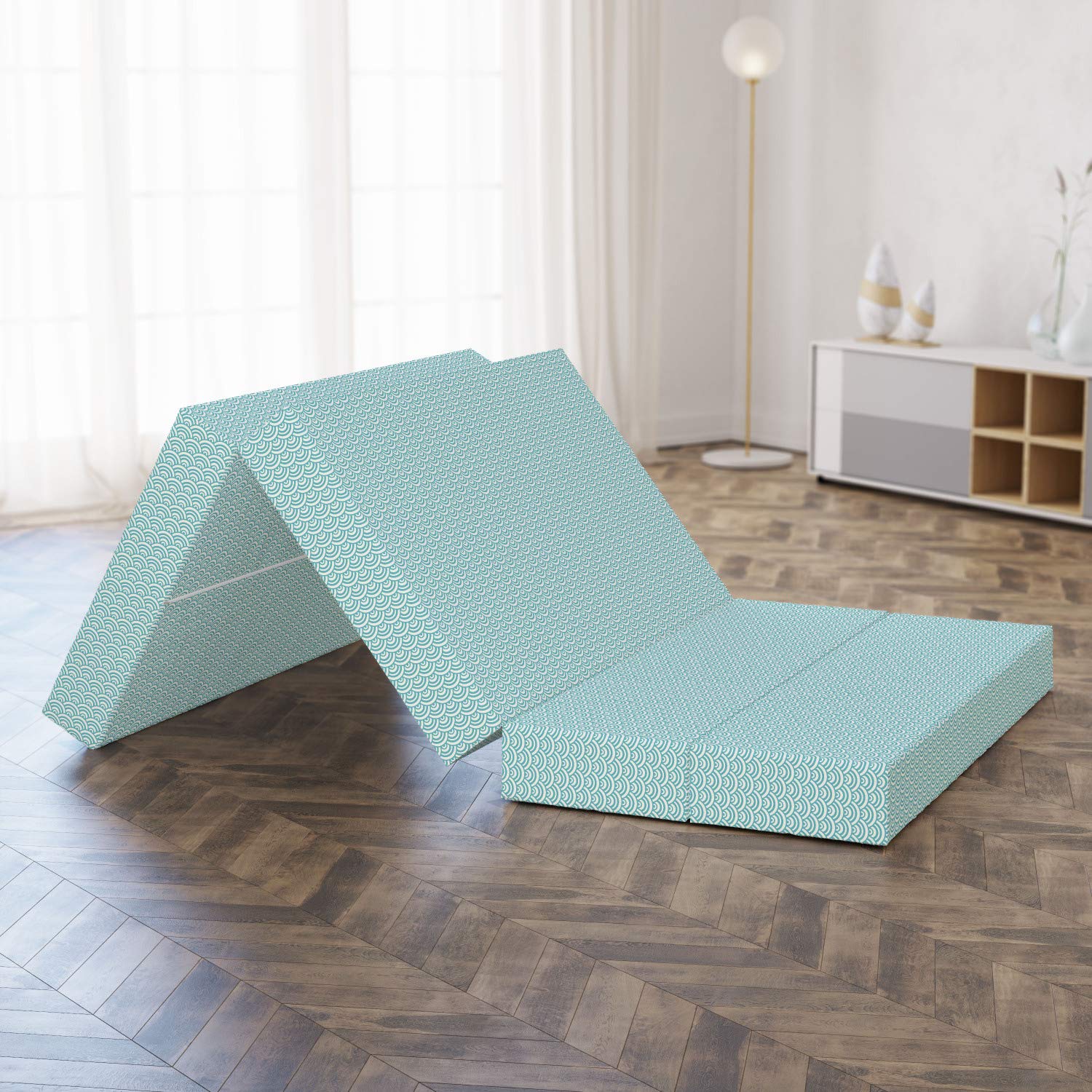 Ambesonne Aqua Foldable Mattress - Water Wave Design, 78.7