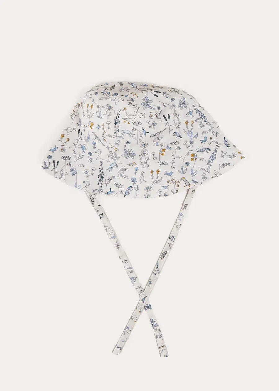 Ellis Birds Liberty Fabric Blue Tie Hat for Women & Men - Stylish & Comfortable Headwear for Outdoor Activities, Parties & Casual Wear (XS-L)