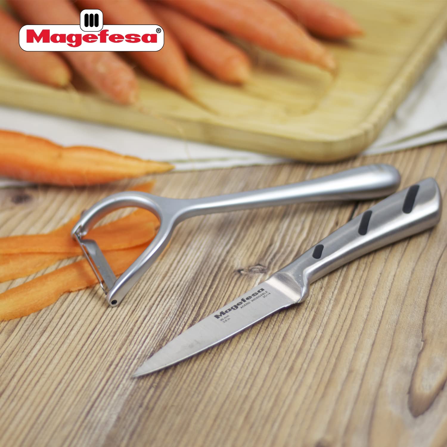 **MAGEFESA PRISMA - 3-Piece Kitchen Knives Set, Ultra-Sharp 3Cr14 Stainless Steel Blades, Precision Edge, Ergonomic Handle, Dishwasher Safe – Perfect for Chopping, Slicing, and Dicing in Home Kitchens**