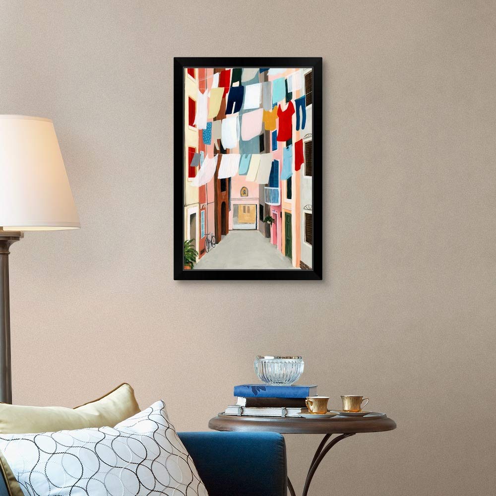 Laundry Day II Black Framed Wall Art Print - Modern Home Decor for Living Room, Bedroom & Office - Ready to Hang Canvas Painting for Housewarming Gift
