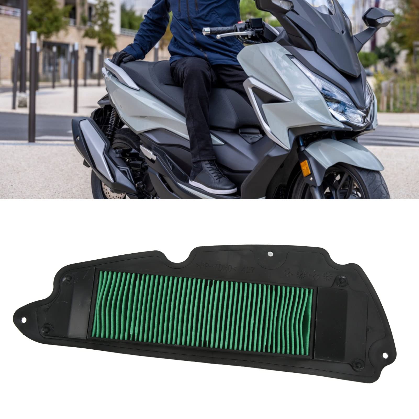 Qiilu High-Performance Motorbike Air Filter - ABS Heat Resistant & Wearproof Replacement for Honda NSS350/Forza 350 - Perfect for Off-Road, City Commuting & Long-Distance Riding