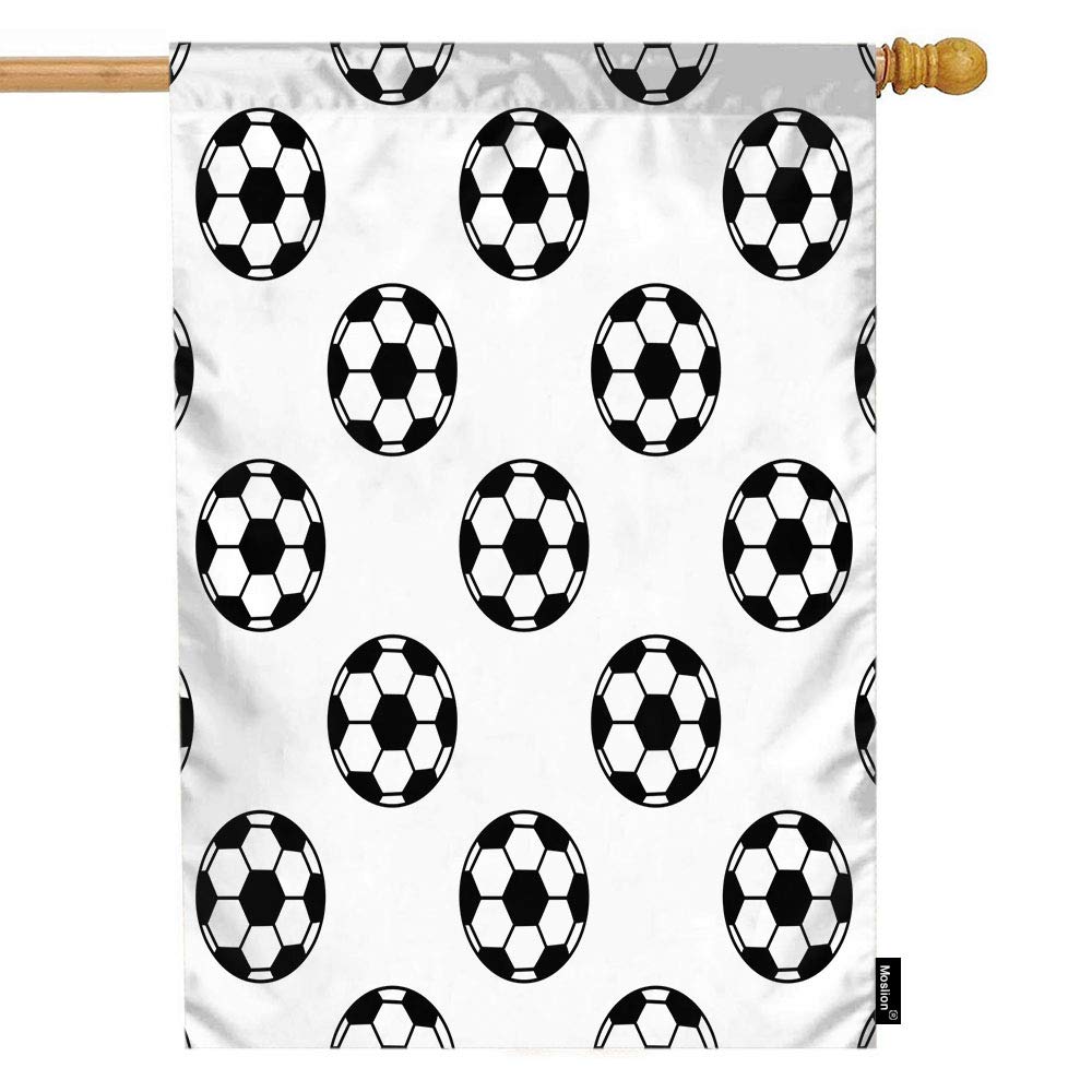 Moslion 28x40 Inch Double-Sided Soccer House Flag - Weatherproof Cotton Linen Football Banner for Outdoor Yard Decoration | Perfect for Game Days, Team Spirit & Sports-Themed Parties
