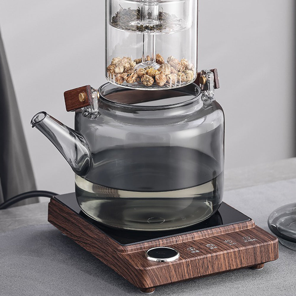 Premium Glass Tea Set with Induction Warmer - Elegant 18oz Teapot & Cups for Home, Office & Gifts - Perfect for Loose Leaf Tea, Herbal Infusions & Matcha Ceremonies