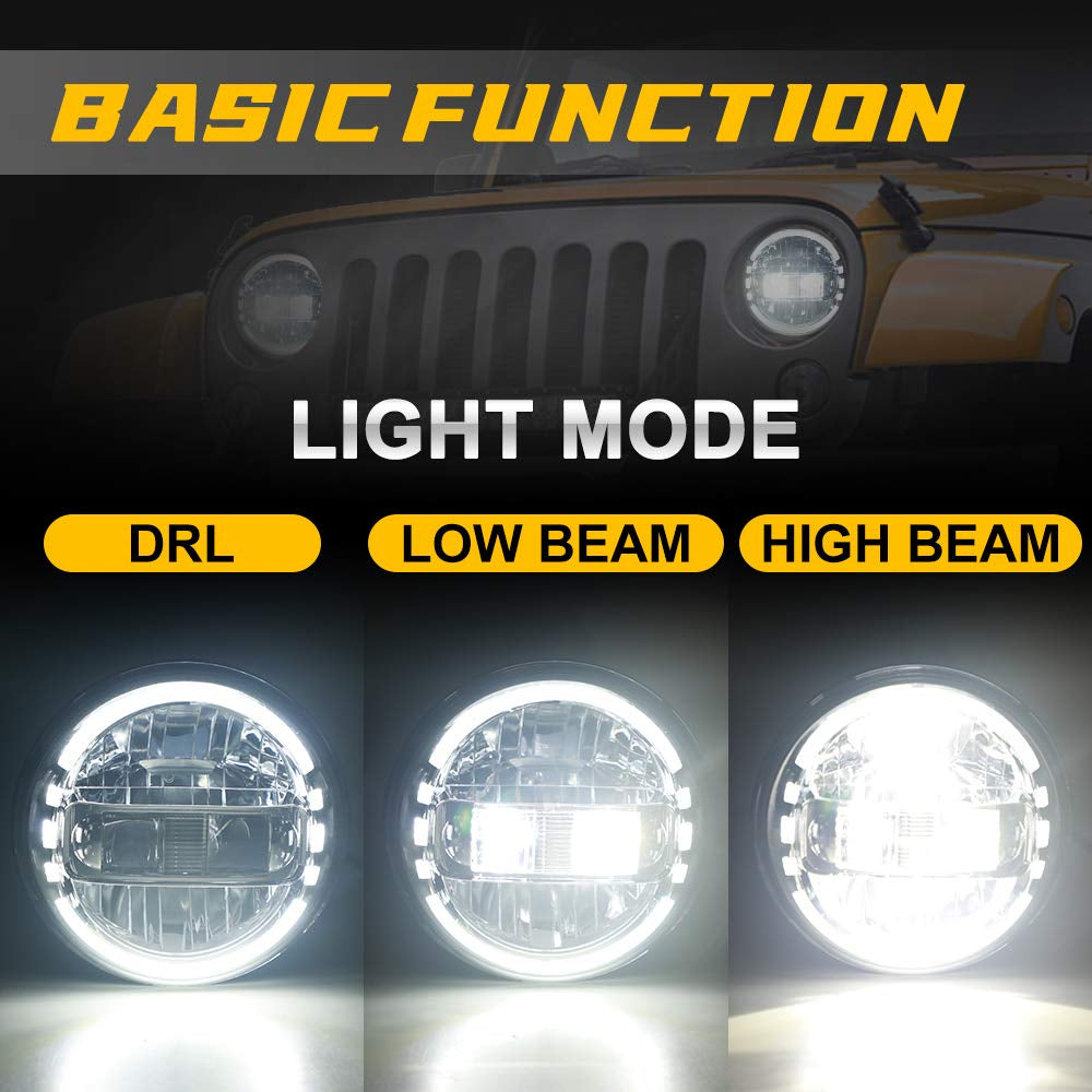 LOYO 7 Inch LED Headlights for Off-Road Trucks & Jeeps - King Kong Series (RHD) - Perfect for Night Driving, Off-Roading & Adventure Vehicles