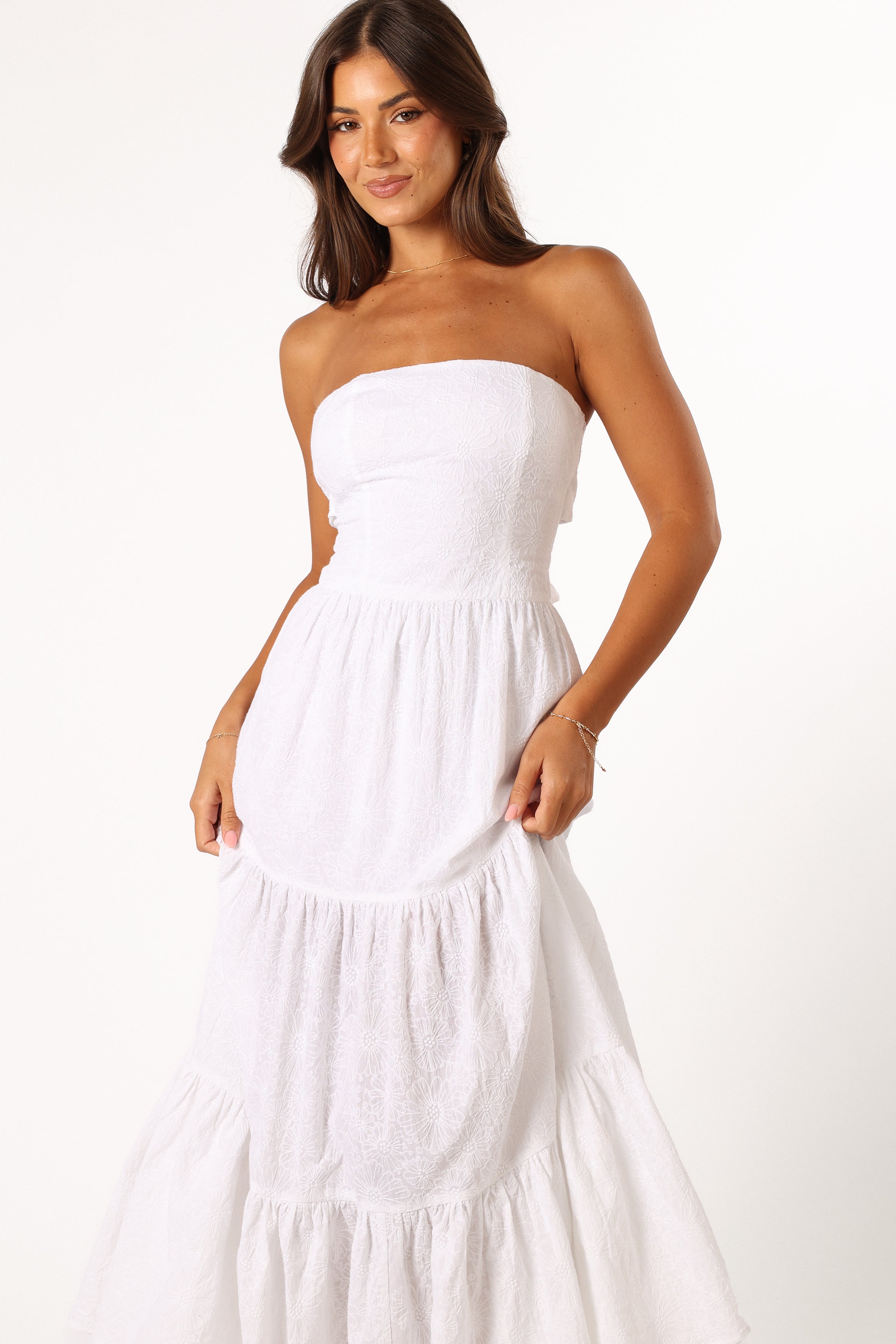Florina Midi Dress - White Floral Print Summer Dress for Women | Casual & Wedding Guest Outfit | Perfect for Beach Vacations, Garden Parties & Date Nights