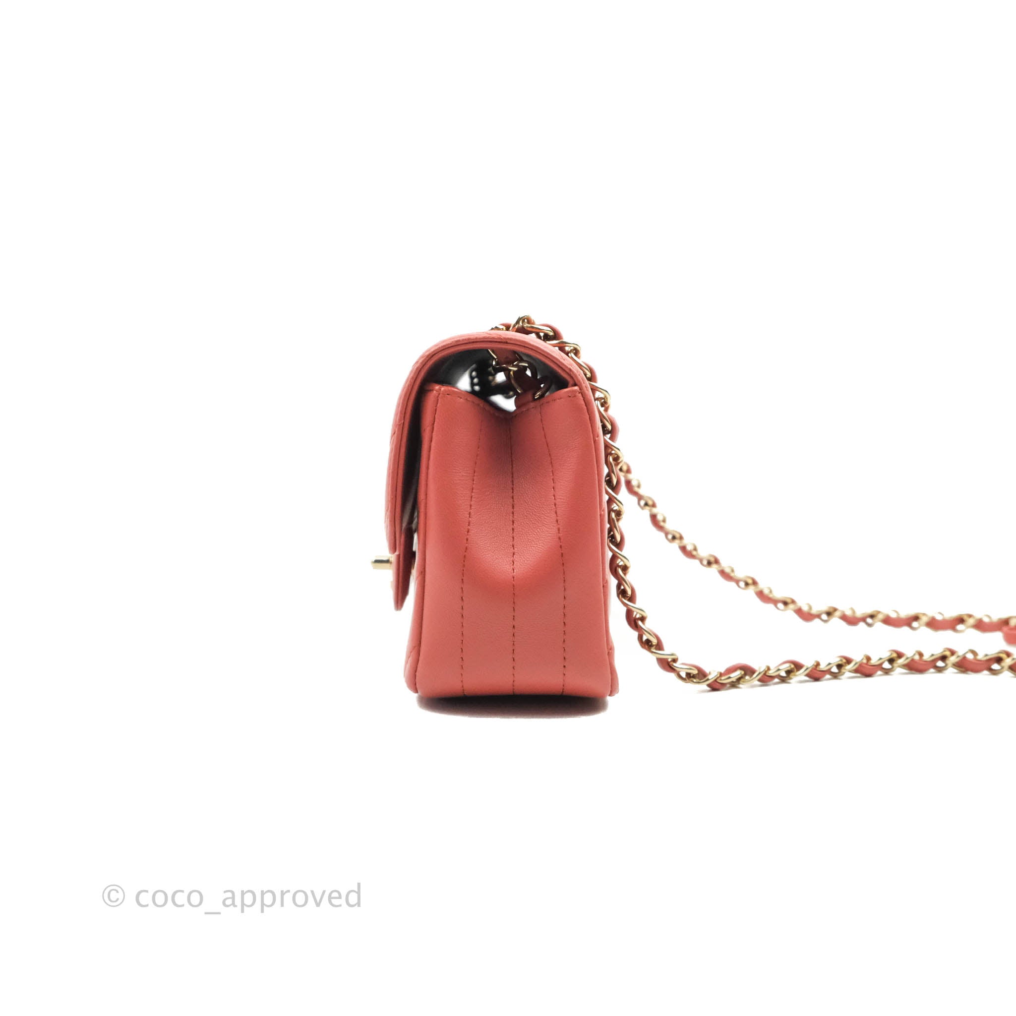 Chanel Chevron Mini Rectangular Flap Bag in Brick Red Lambskin Leather with Aged Gold Hardware - Luxury Crossbody Purse for Women, Perfect for Date Night & Special Occasions
