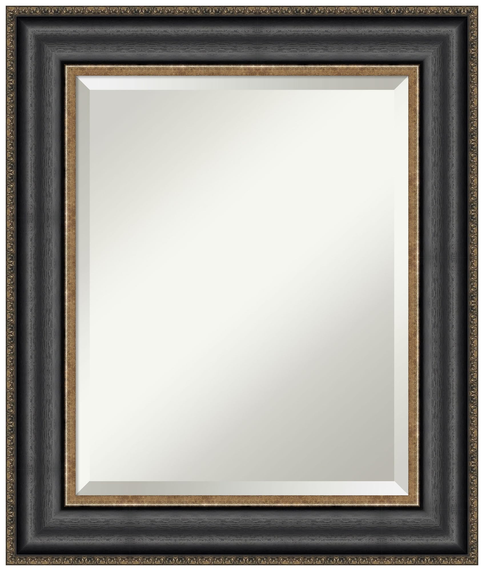 Amanti Art Black Wall Mirror 26x22 - Thomas Black Bronze Rectangle Bathroom Mirror for Wall Decor, Living Room & Bathroom - Small Traditional Frame with Beveled Edge - Hangs Horizontally & Vertically - Perfect for Bathroom Vanity, Entryway, Bedroom & Home Decor