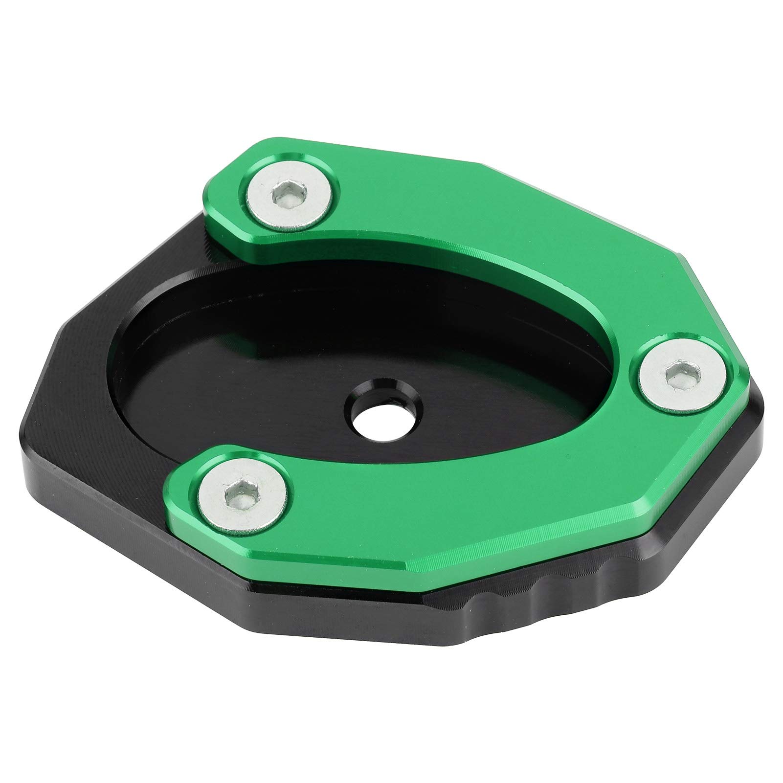 Aramox Moto Motorcycle Kickstand Pad - Aluminum Alloy Side Stand Extension Plate for Kawasaki Z650 & Z900 (Green) - Prevent Sinking on Soft Ground, Perfect for Parking on Grass, Sand or Gravel