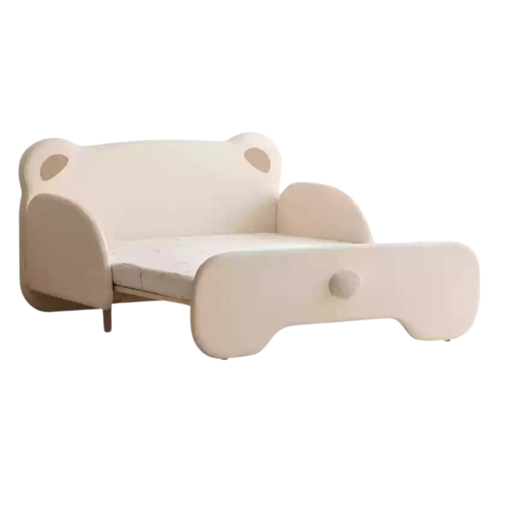 Organic Birch Solid Wood Retractable Kids Bed with Genuine Leather - Perfect for Toddler Rooms, Daycare Centers & Small Spaces