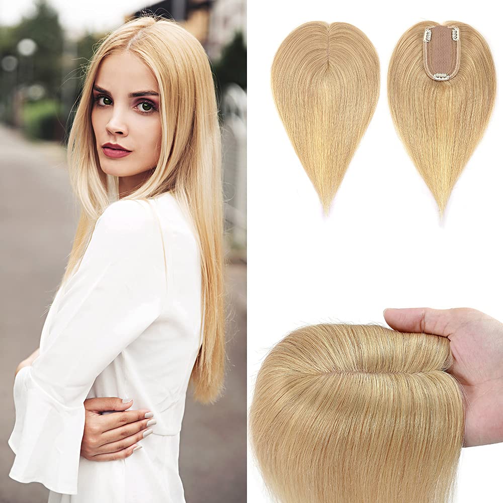 SEGO 100% Real Human Hair Toppers for Women - No Bangs Clip-in Hairpiece for Thinning Hair, 150% Density Silk Base with 3 Clips - Perfect for Hair Loss Coverage & Gray Hair Concealment (Great for Daily Wear, Special Occasions & Confidence Boosting)