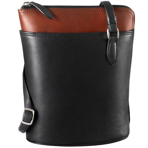 Derek Alexander Genuine Leather Women's Crossbody Bag - Slim Two-Tone Design with Dual Side Zippers | Perfect for Work, Travel & Everyday Use