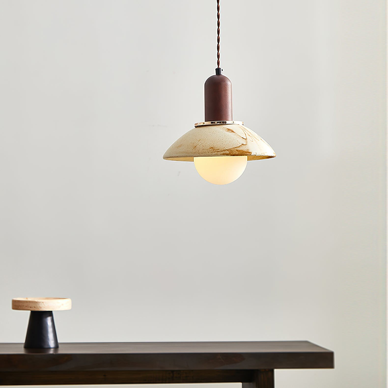 Handmade Ceramic Pendant Light with Cup Lid Design - Modern Boho Ceiling Fixture for Kitchen, Dining Room & Cafe Decor