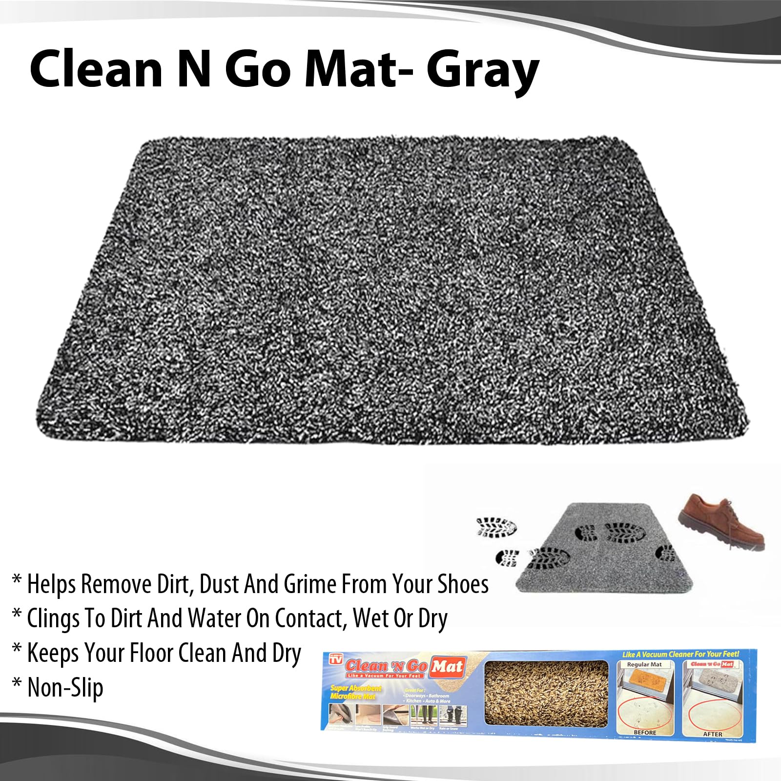 Non-Slip Floor Entryway Clean Step Door Mat - Gray | Washable & Durable | Perfect for Home, Office & Mudroom Entrance