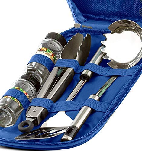 Premium 8-Piece 304 Stainless Steel Camping Cookware Set with 11-Piece Utensil Kit - Portable Outdoor Cooking Gear for Camping, Hiking & Backpacking - Compact Fireproof Pots & Pans for Open Flame Grilling & RV Trips